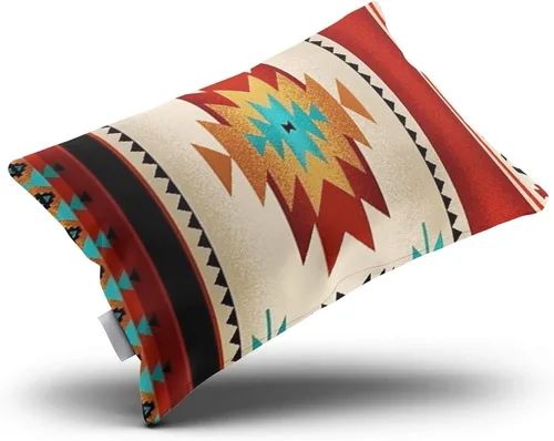 Vista 2 de Beauty Boudoir - Funda de cojín rectangular decorativa para el hogar, con estampado de tela tribal, color marrón, con cremallera oculta, 12 x 20