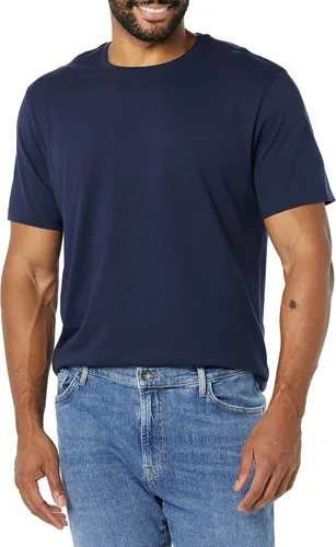Vista 5 de Tienda Essentials Camiseta de manga corta ajustada con cuello redondo para hombre, paquete de 2