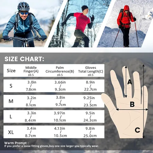 Vista 2 de LERWAY Guantes cálidos de invierno, guantes térmicos negros cálidos para hombres y mujeres, impermeables, para pantalla táctil, antideslizantes