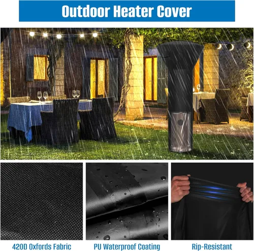 Vista 5 de SIRUITON Fundas para calentador de patio, 420D para exteriores con película transparente, cremallera y bolsa de almacenamiento y a prueba de polvo