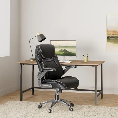 Vista 2 de Lorell Wellness by Design - Silla ejecutiva, respaldo alto, cuero regenerado, color negro