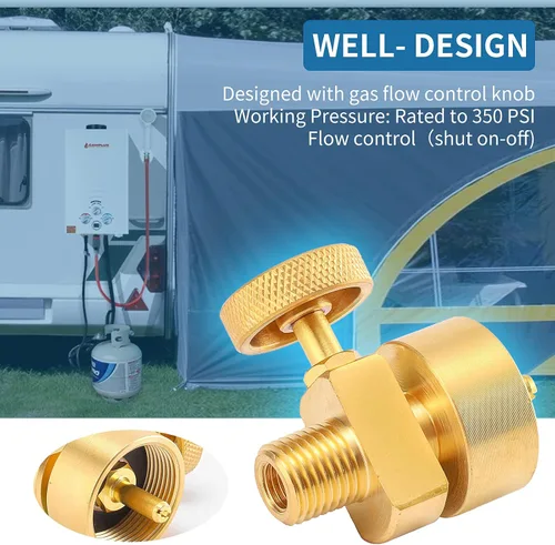 Vista 5 de Válvula de Control de Aguja de Propano de Latón de 1 Libra, Válvula Reguladora de Gas Propano de Presión Ajustable Desechable con Rosca Macho NPT