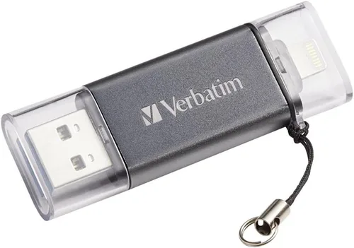 Vista 4 de Verbatim Unidad flash USB 3.0 dual Store 'n' Go de 16 GB para dispositivos Apple Lightning, grafito (49304)