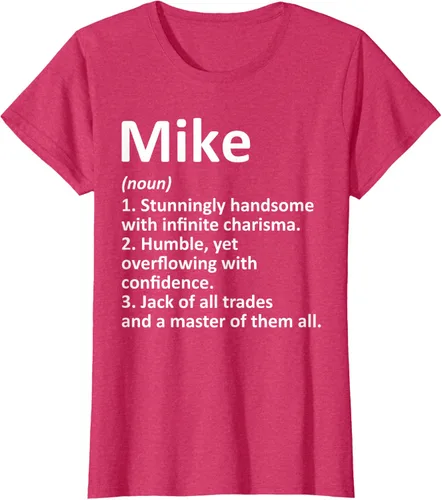 Vista 12 de MIKE Definition - Camiseta divertida para regalo de cumpleaños con nombre personalizado, Negro, S