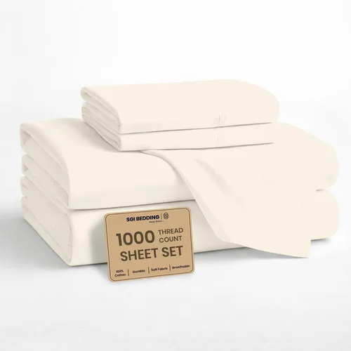 Vista 14 de SGI bedding Sábanas 100% algodón egipcio, tamaño individual, sábanas de hotel de lujo de 1000 hilos, bolsillo profundo de 18 pulgadas, suave
