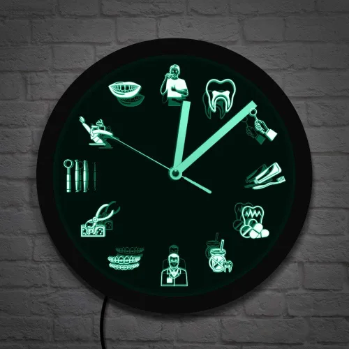 Vista 7 de The Geeky Days Dentista Clínica Dental Neón Reloj de Pared Señal Dental Oficina Higienista Iluminación LED Decoración Regalo