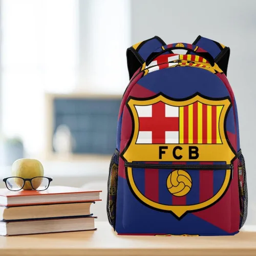 Vista 6 de Bandera de color Fo Barcelona Emblema Mochila para estudiantes, bolsas de hombro para estudiantes, mochila de viaje, mochila escolar universitaria