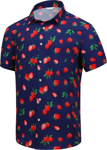Vista 9 de SheLucki - Camisa hawaiana para hombre, unisex, de manga corta, con botones, para la playa y el verano, ropa casual estampada con sombra de palmas