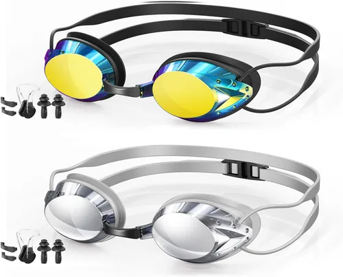 Vista 8 de Gafas de natación, paquete de 2 gafas de natación antivaho para adultos, jóvenes, hombres y mujeres