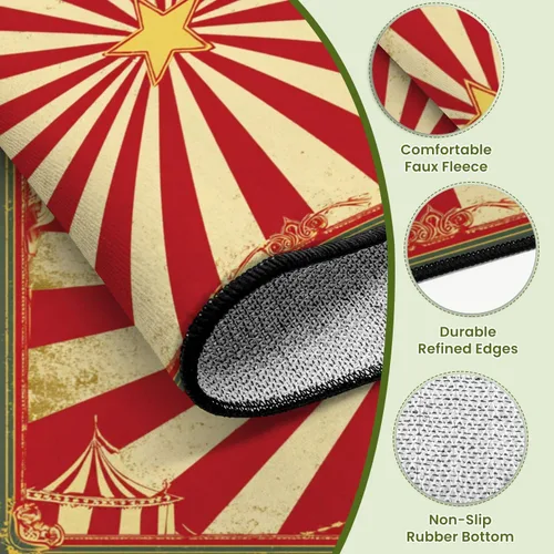 Vista 3 de Póster vintage de circo horizontal vintage para tu publicidad, alfombra de patio al aire libre, alfombra de juego, alfombra moderna antideslizante