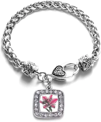 Vista 186 de Pulsera de dijes cuadrados de plata con joyería de circonita cúbica