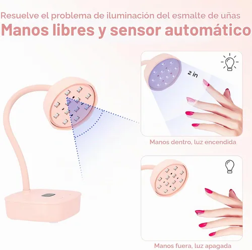 Vista 5 de Lámpara de uñas LED UV, lámpara de uñas de curación flash con sensor automático y 2 temporizadores, luz UV de cuello de cisne para gel de extensión