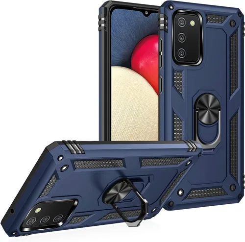Vista 11 de Dionsibei Carcasa de grado militar para Samsung Galaxy A02S, anillo giratorio de metal 360, soporte de soporte, armadura, resistente, a prueba