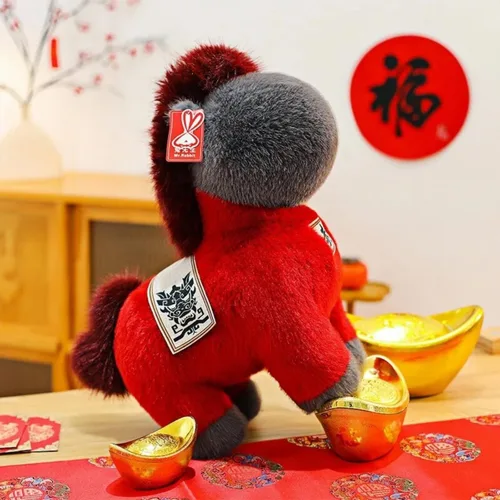 Vista 9 de Animales de peluche del Año del Caballo 2026 - Juguetes de peluche suaves de peluche, juguetes de mascota decoración del zodiaco, juguete suave