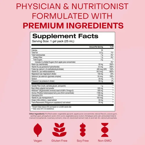 Vista 5 de Healthycell Heart & Vascular Health Suplemento líquido diario – Apoyo cardiovascular con polvo de raíz de remolacha, resveratrol, CoQ10, Omega-3