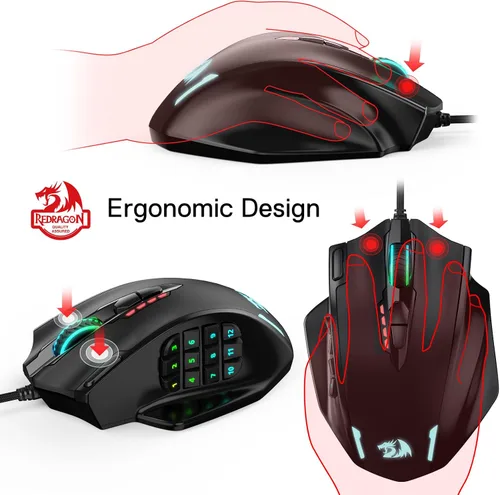 Vista 5 de Redragon Paquete de teclado para juegos M908 MMO Mouse K585