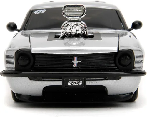 Vista 2 de Jada Big Time Muscle 1:24 1970 Ford Mustang Boss 429 - Auto fundido a presión, juguetes para niños y adultos (rayas plateadas/azules)