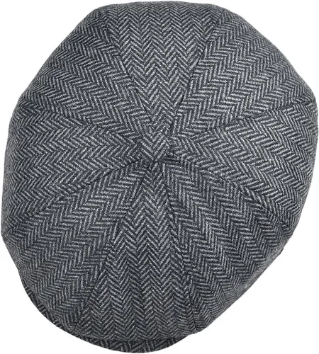 Vista 5 de VOBOOM Gorra de mezcla de lana para hombre, gorra de tweed de 8 paneles, gorra plana de cabbie