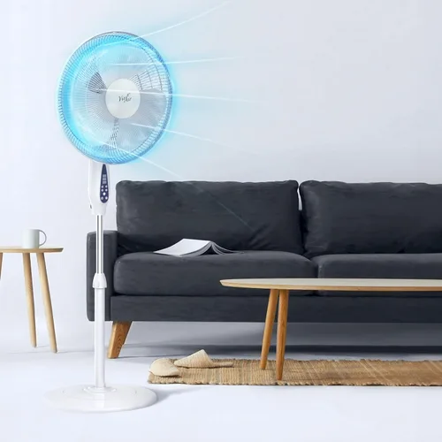 Vista 7 de Vie Air Ventilador de soporte oscilante de 3 velocidades de 16 pulgadas con temporizador de 7.5 horas, 1400 RMS y control remoto (blanco)