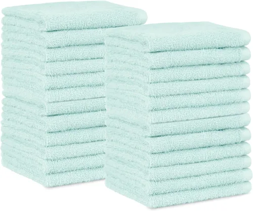 Vista 12 de Amazon Basics Toallas de algodón para la cara, suaves, absorbentes, paquete de 12, color negro, 12 x 12 pulgadas