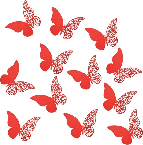 Vista 3 de 12 calcomanías de pared de mariposa 3D, decoración de pared de bricolaje, mariposas de papel extraíbles, decoración de dormitorio de niños y boda