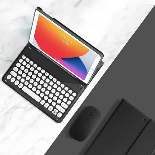 Vista 7 de Funda para Galaxy Tab A8 de 10.5 pulgadas modelo 2022 (SM-X200/X205/X207) con combinación de teclado y mouse, teclas circulares imán desmontable
