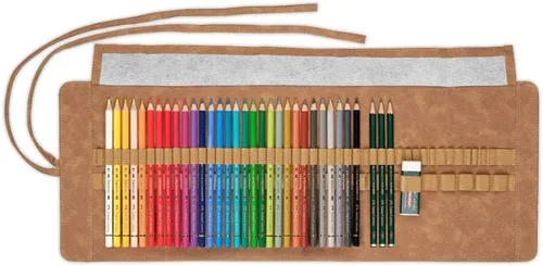 Vista 3 de Faber-Castell Art & Graphic Polychromos - Lápiz de color, multicolor, rollo de 34, para arte, manualidades, dibujo, bocetos, hogar, escuela