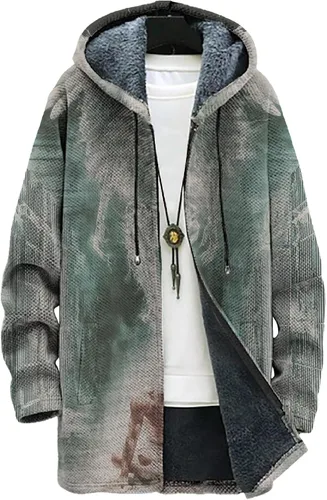 Vista 31 de Mens Hooded Cardigan Japanese Art Zip Up Long Sleeve Sweater Hoodie Dragon Print Coat with Pockets