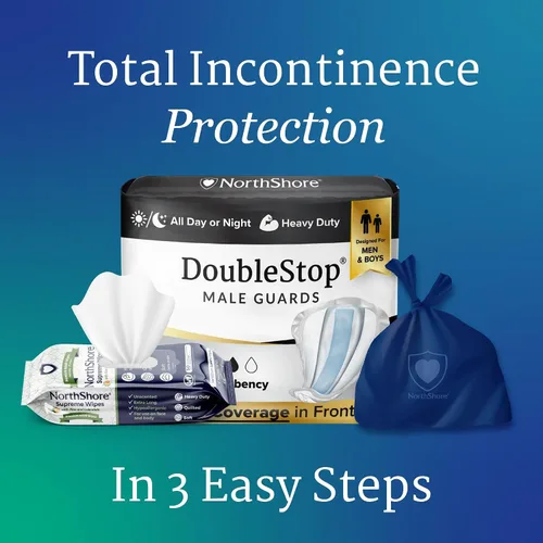 Vista 8 de NorthShore DoubleStop Protector Masculino para Incontinencia, Grande, 104 Unidades Discreet Cup-Shaped Protection, Light to Moderate Bladder