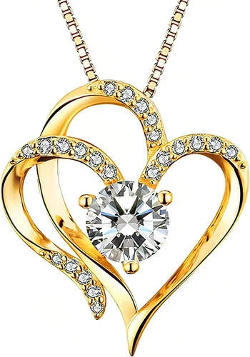 Vista 8 de Double Heart Birthstone Necklace for Women - 925 Sterling Silver Adjustable Chain, 12-Month Cubic Zirconia Pendant, Gift for WifeGirlfriendMom