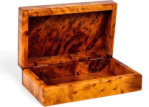 Vista 2 de Caja de arte decorativa de madera tallada a mano multiusos para guardar joyas (caja de madera grande, antigua) (mediana)