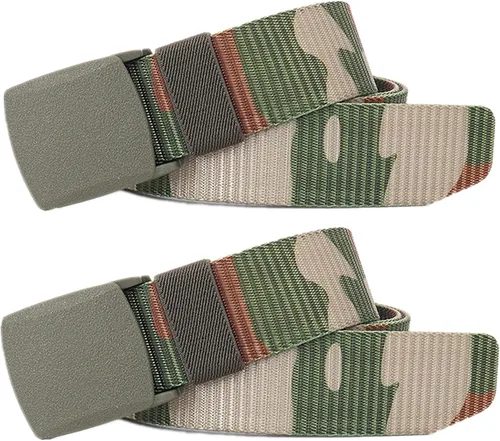 Vista 32 de Cinturón para hombre, cinturón táctico militar de nailon con hebilla sin metal, paquete de 2
