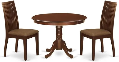 Vista 12 de East West Furniture HLIP3-BMK-W - Juego de comedor de 3 piezas que contiene una mesa de comedor redonda con pedestal y 2 sillas de cocina, 42 x 42