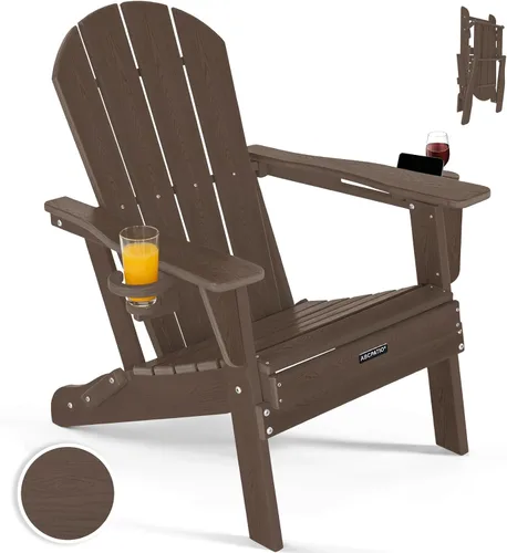 Vista 26 de Sillas Adirondack plegables – Silla Adirondack de plástico con soporte para tazas, sillas para exteriores resistentes a la intemperie