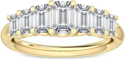 Vista 4 de CUSTOMIZE JEWELS 1.10 Ctw Emerald Shape White Lab Grown Diamond In 14K White Yellow Rose Gold Side Stone Engagement Ring,F-GVS1-VS2