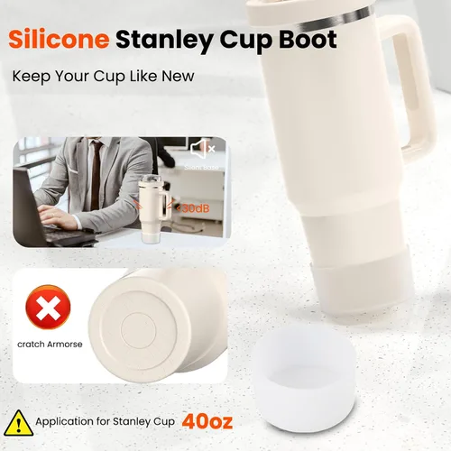 Vista 6 de Leakproof Flip Straw Lid Replacement for Stanley Quencher H2.0 Tumbler 40 OZ - Silicone Spill Proof Cup Top & Boot Set for Stanley, Dust-Proof Cover