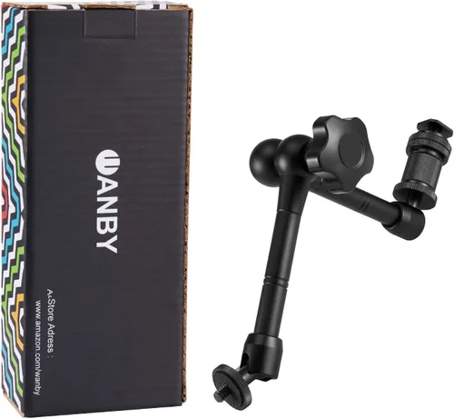 Vista 4 de Brazo mágico de fricción articulado de 11 pulgadas ajustable con soporte de zapata caliente Tornillo trípode de 1/4 pulgadas para plataforma