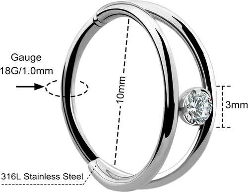 Vista 2 de COCHARM 16G - Aro de caracola de cartílago de 8100472in anillo de nariz doble para un aro de perforación para mujeres y hombres Metal circonita