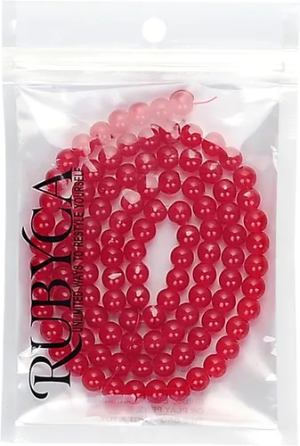 Vista 41 de RUBYCA 1 hebra 10MM Jade imitación ronda pintado recubierto de cuentas de vidrio DIY fabricación de joyas bebé rosa