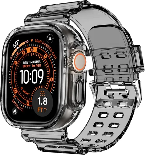 Vista 61 de DABAOZA - Correa transparente compatible con Apple Watch de 1.772 in y 1.732 in, con purpurina transparente Women Men,Glitter Bling TPU