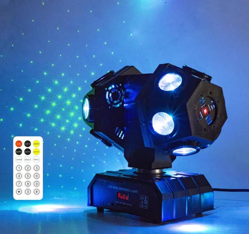 Vista 11 de Luz de Escenario de Cabeza Móvil RGBW 12LED Luces de Haz Giratorio Luces de Iluminación Ascendente de Escenario para Eventos Activada por Sonido