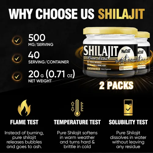 Vista 5 de 2 paquetes de suplemento Shilajit de 0.71 oz para suministro de 80 porciones, apoya la inmunidad, la salud cerebral y más - 500 mg Shilajit puro