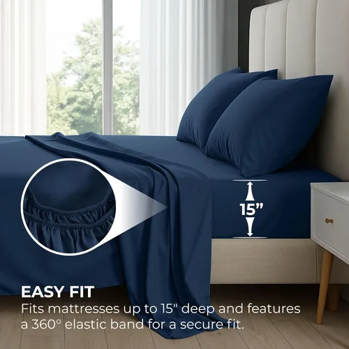 Vista 93 de Pure Bedding Juego de Sábanas Twin - Sábanas de Cama de Microfibra Ultra-Suave 1800 - Doble Cepillado - Bolsillos Profundos - Ajuste Fácil - Extra