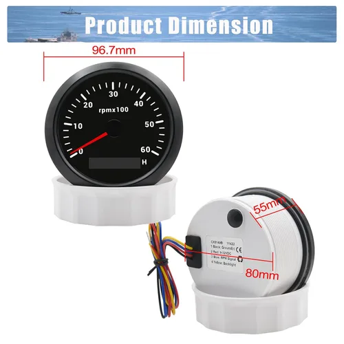 Vista 6 de Tacómetro de 85 mm RPM Medidor de tacómetro de 6000 RPM Tacómetros de reemplazo automotriz 0-6000 RPM Tacometro Medidor LED para automóvil Auto