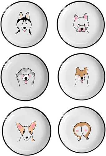 Vista 23 de Divertidos platos de cerámica con diseño de vaca y pájaro de caricatura, platos de condimentos, cuencos de sushi y soja, platos de aperitivo, platos