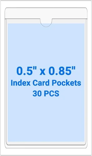 Vista 74 de 30 PCS Clear Self Adhesive Plastic Label Pockets, Top Loading Business & Library Index Card Holders, Peel and Stick Sleeves for Storage Bins, Totes