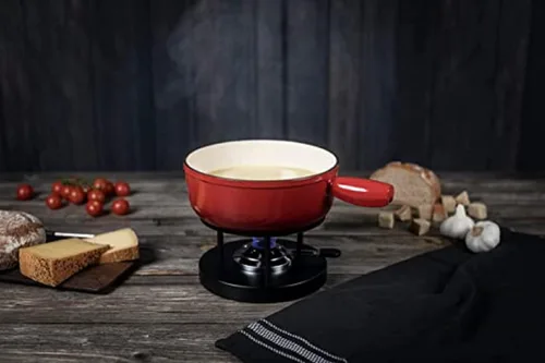 Vista 2 de Kuhn Rikon Olla para fondue de hierro fundido de inducción, 7.87 pulgadas, color rojo
