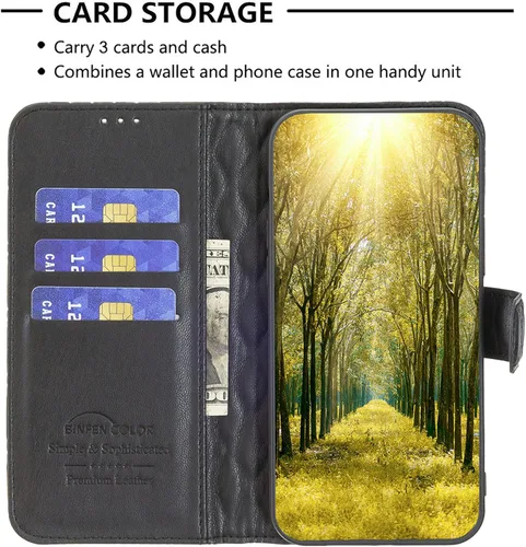 Vista 3 de jioeuinly Funda para Oppo A1 Pro compatible con Oppo A1 Pro Phone Case Flip Stand Cover Women Wallet Negro