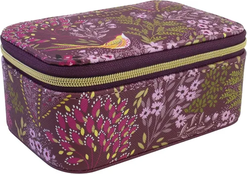 Vista 4 de Portico Designs Joyero pequeño Sara Miller London de terciopelo suave organizador de joyas de viaje, 5 x 3.5 pulgadas, Haveli Gardens