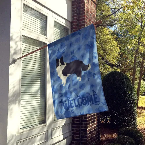 Vista 2 de Caroline's Treasures CK6226CHF Border Collie - Bandera de bienvenida para casa de porche grande, poste decorativo para exteriores, para colgar